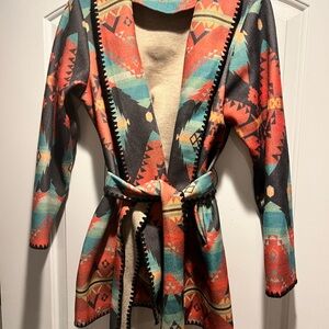 Colorful Geometric Patterned Cardigan